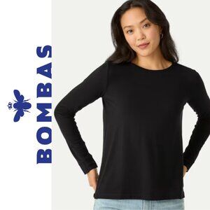Bombas Women's Merino Wool Blend Crew Neck Long Sleeve T-Shirt, Navy, Size M